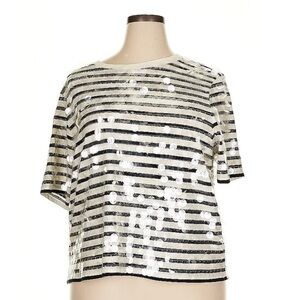J.Crew Sequined Striped Piette T-Shirt Size 2X New with Tags